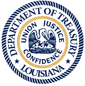 Seal of the Louisiana Department of Treasury featuring a pelican and the words 